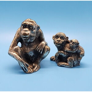 Peltro Italy Pewter Figurines Ape Family Father Mother Baby Monkey 2.25in 1.5in